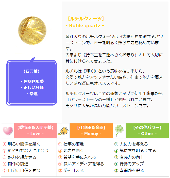 幸運色のパワーストーン